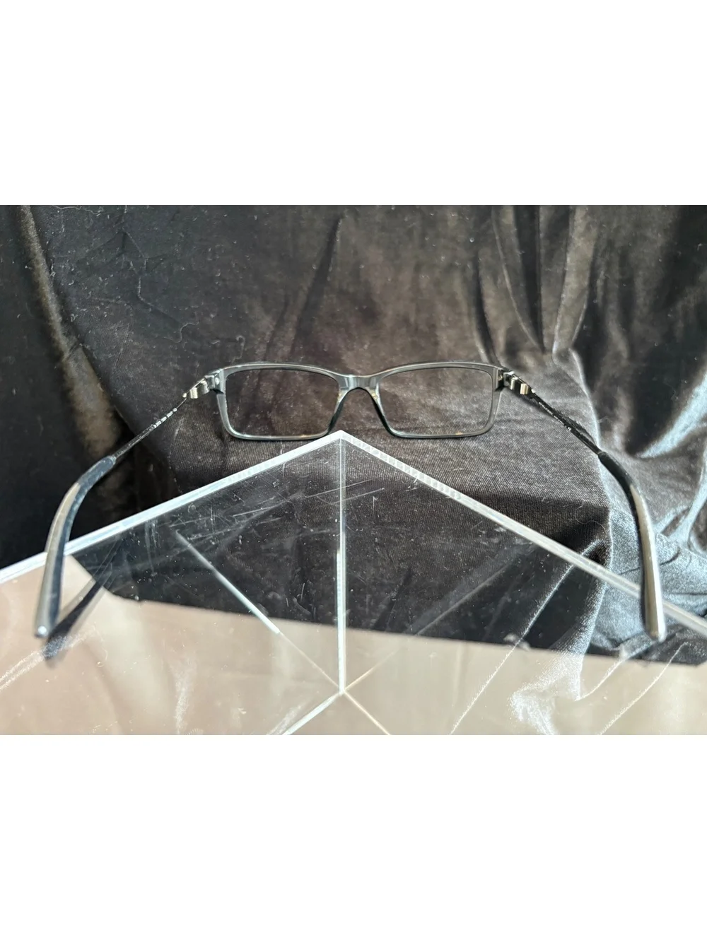 Burberry Rectangular Black Frame Eyeglasses with Thin Metal Temples